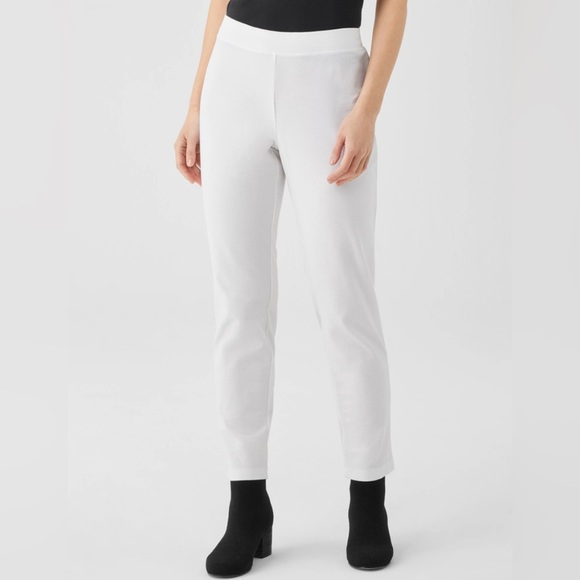 Eileen Fisher Washable Strech Crepe white pull up pants size M - Picture 1 of 6